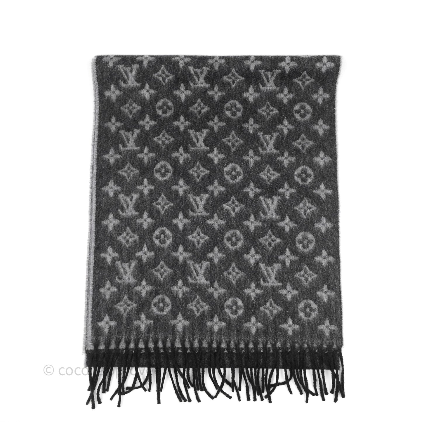Louis Vuitton Monogram Scarf Grey Wool / Cashmere