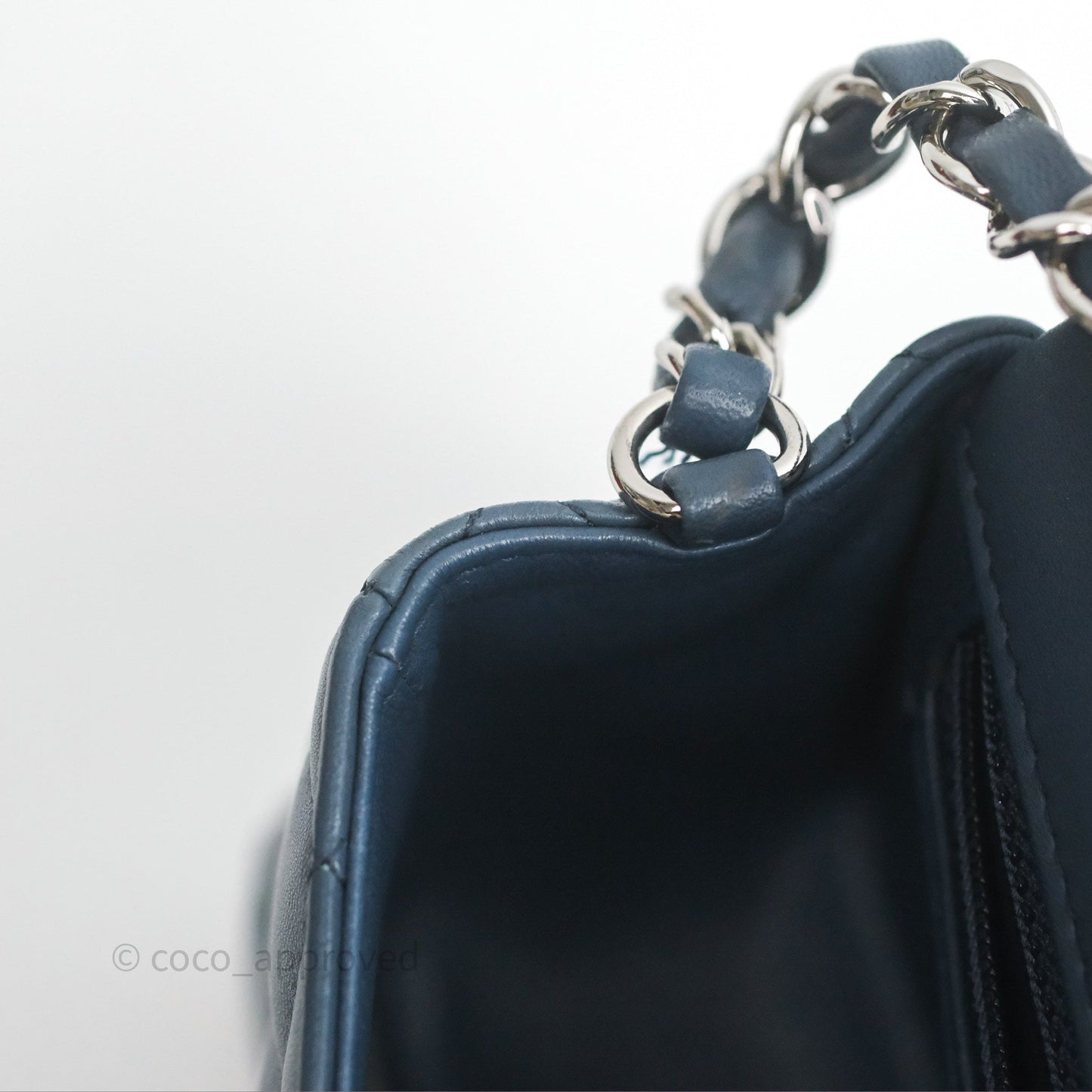 Chanel Quilted Mini Rectangular Navy Lambskin Silver Hardware