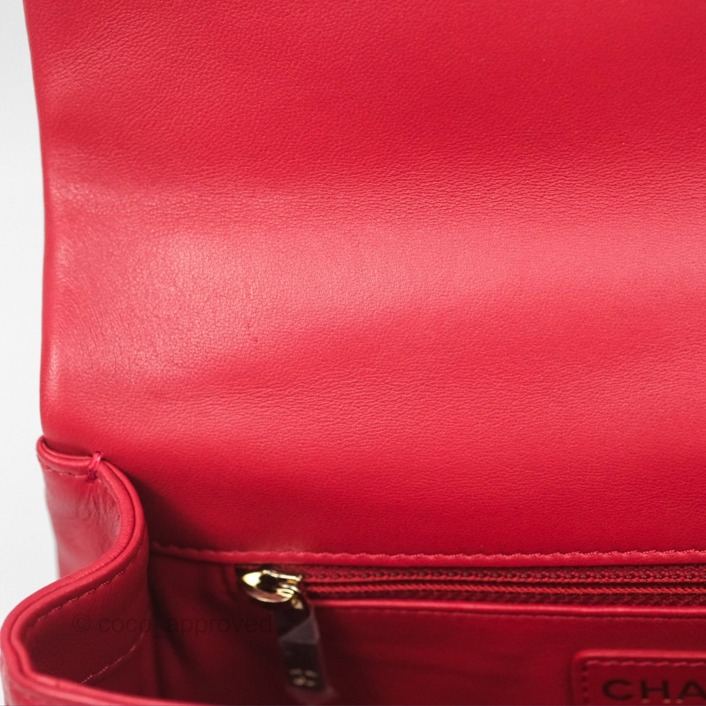 Chanel Easy Carry Flap Bag With Handle Red Lambskin Gold Hardware