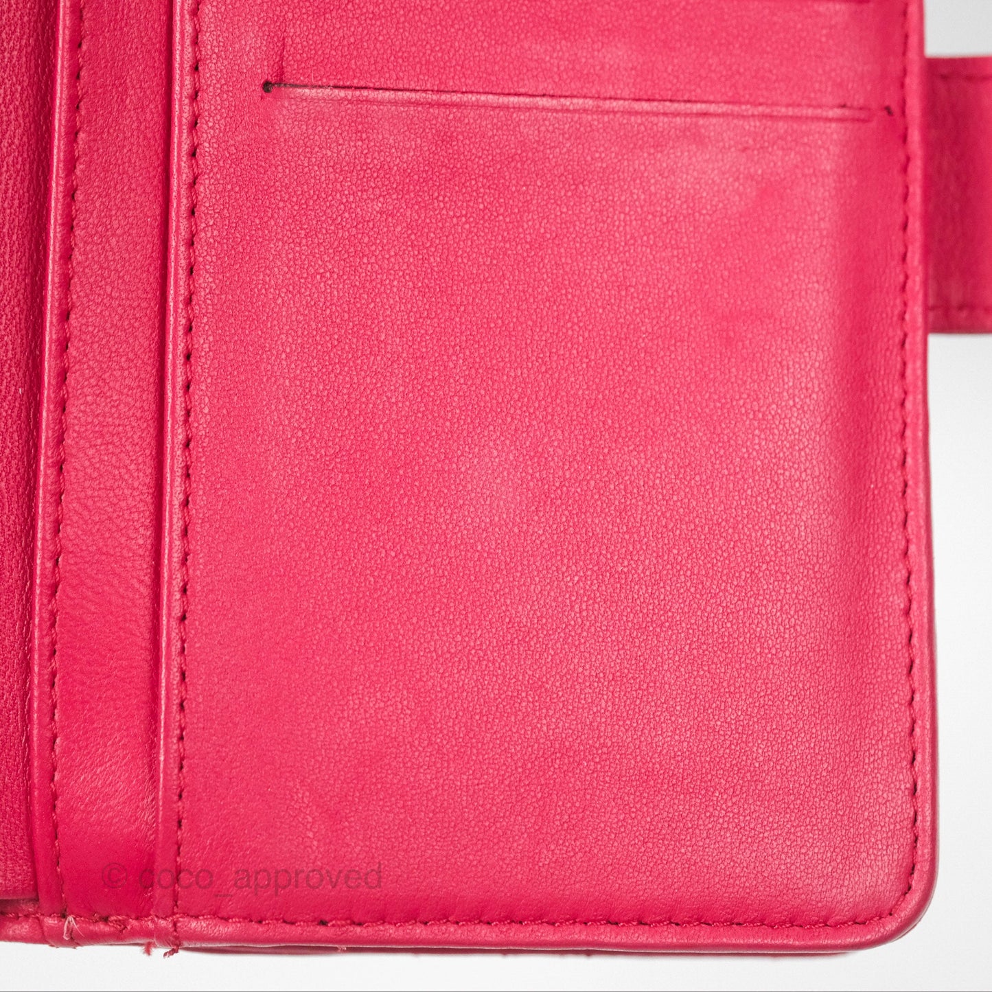 Chanel Quilted Classic French Wallet Lambskin Red Silver Hardware