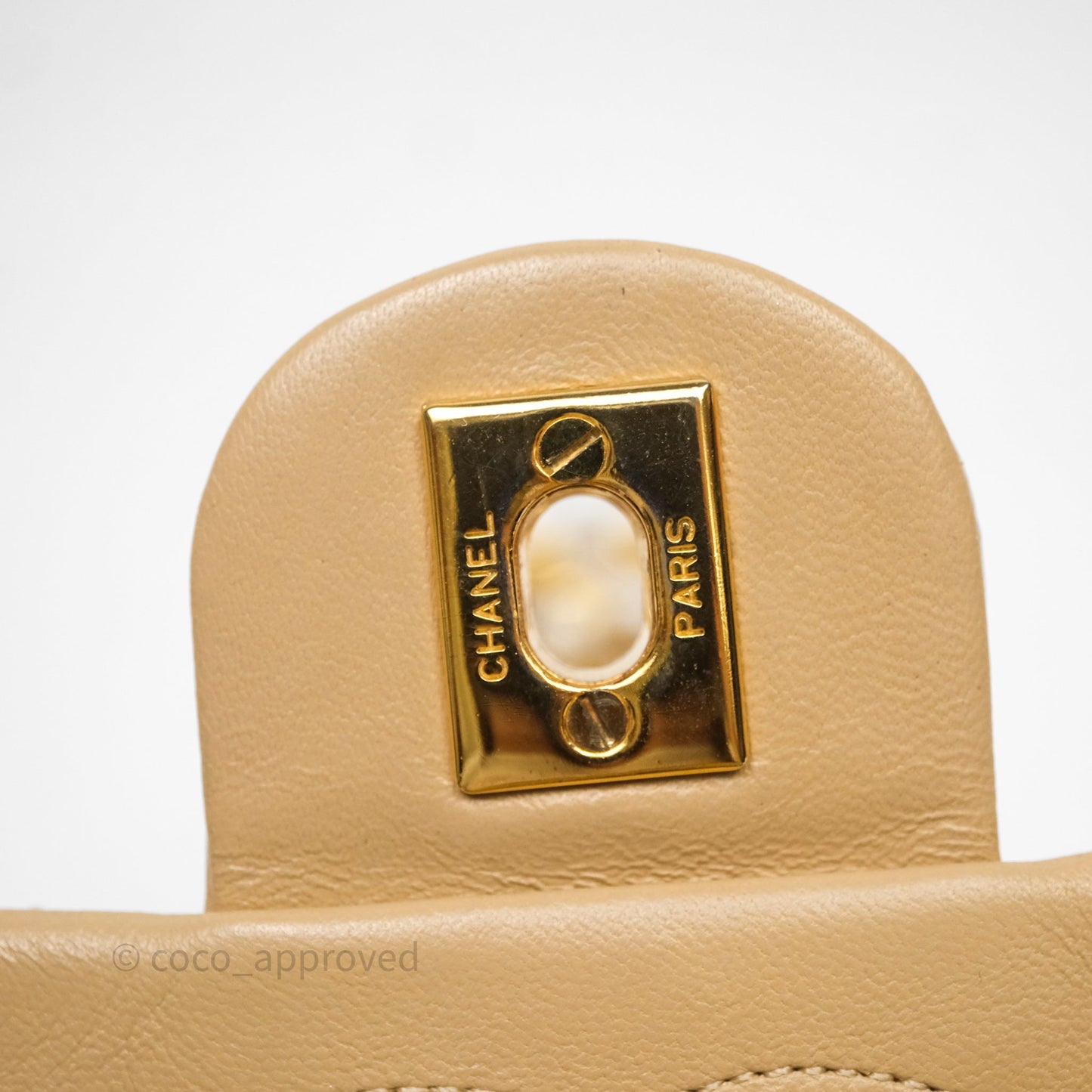 Chanel Vintage Mini Flap Bag Beige Lambskin Gold Hardware