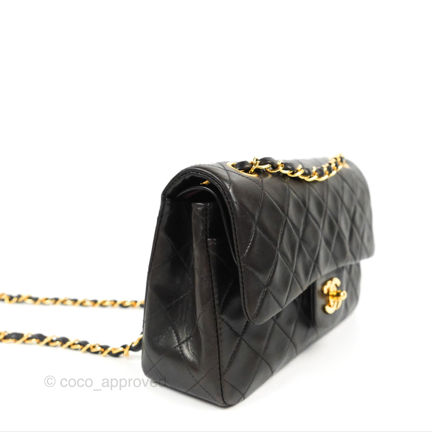 Chanel Vintage Small Classic Flap Black Lambskin 24K Gold Hardware