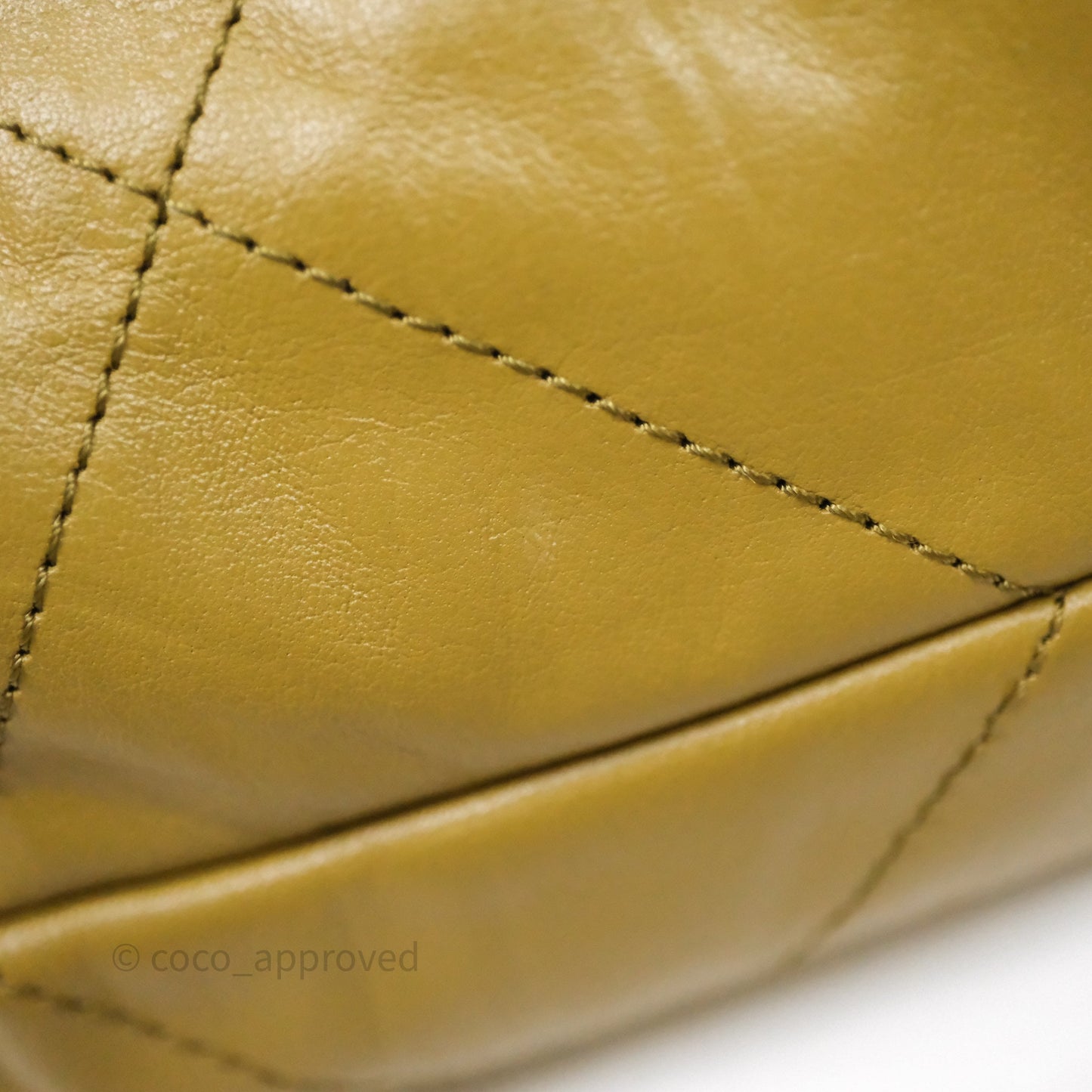 Chanel 22 Bag Medium Crumpled Olive Green Calfskin Aged Gold Hardware