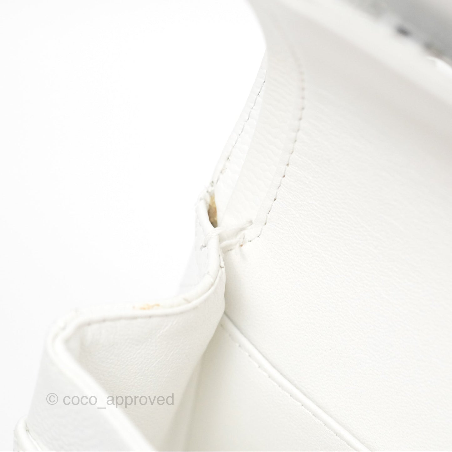 Chanel Classic M/L Medium Flap Quilted White Caviar Silver Hardware