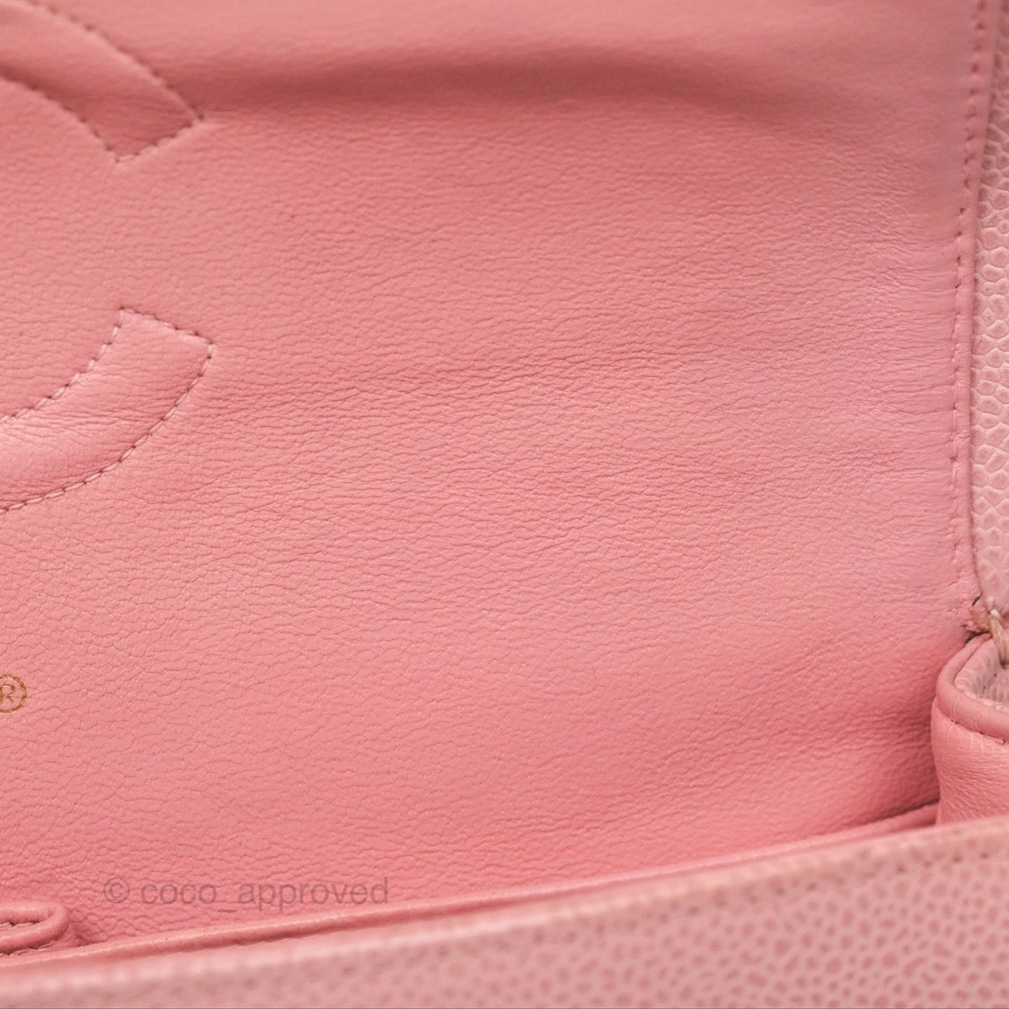 Chanel Vintage Classic M/L Medium Flap Quilted Sakura Pink Caviar 24K Gold Hardware