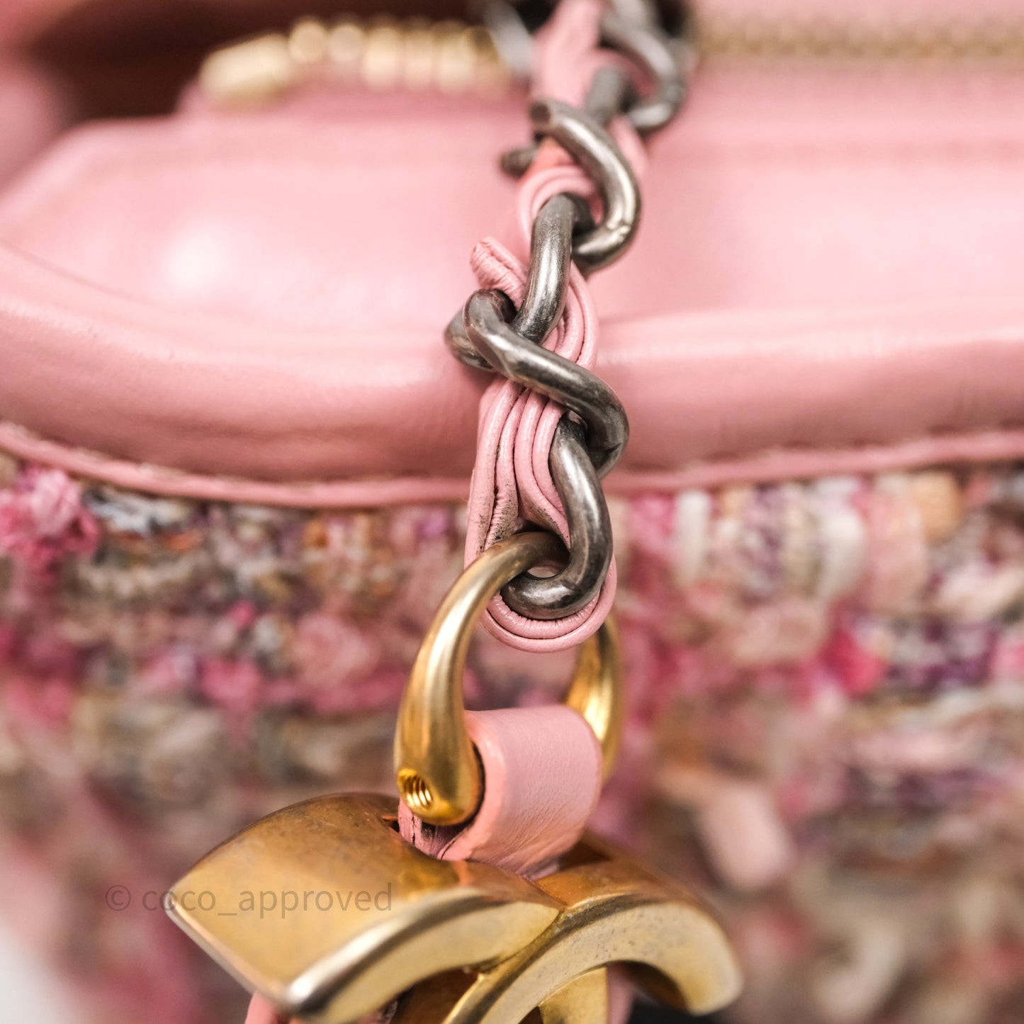Chanel Small Gabrielle Hobo Quilted Pink Tweed Aged Calfskin