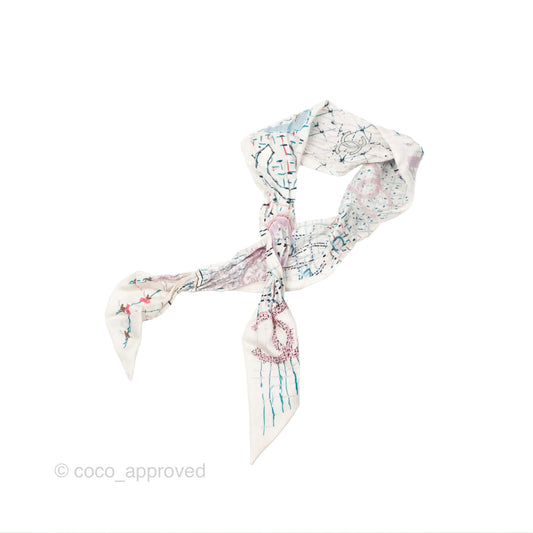 Chanel Maxi Twilly Scarf Slim Bandeau White Silk