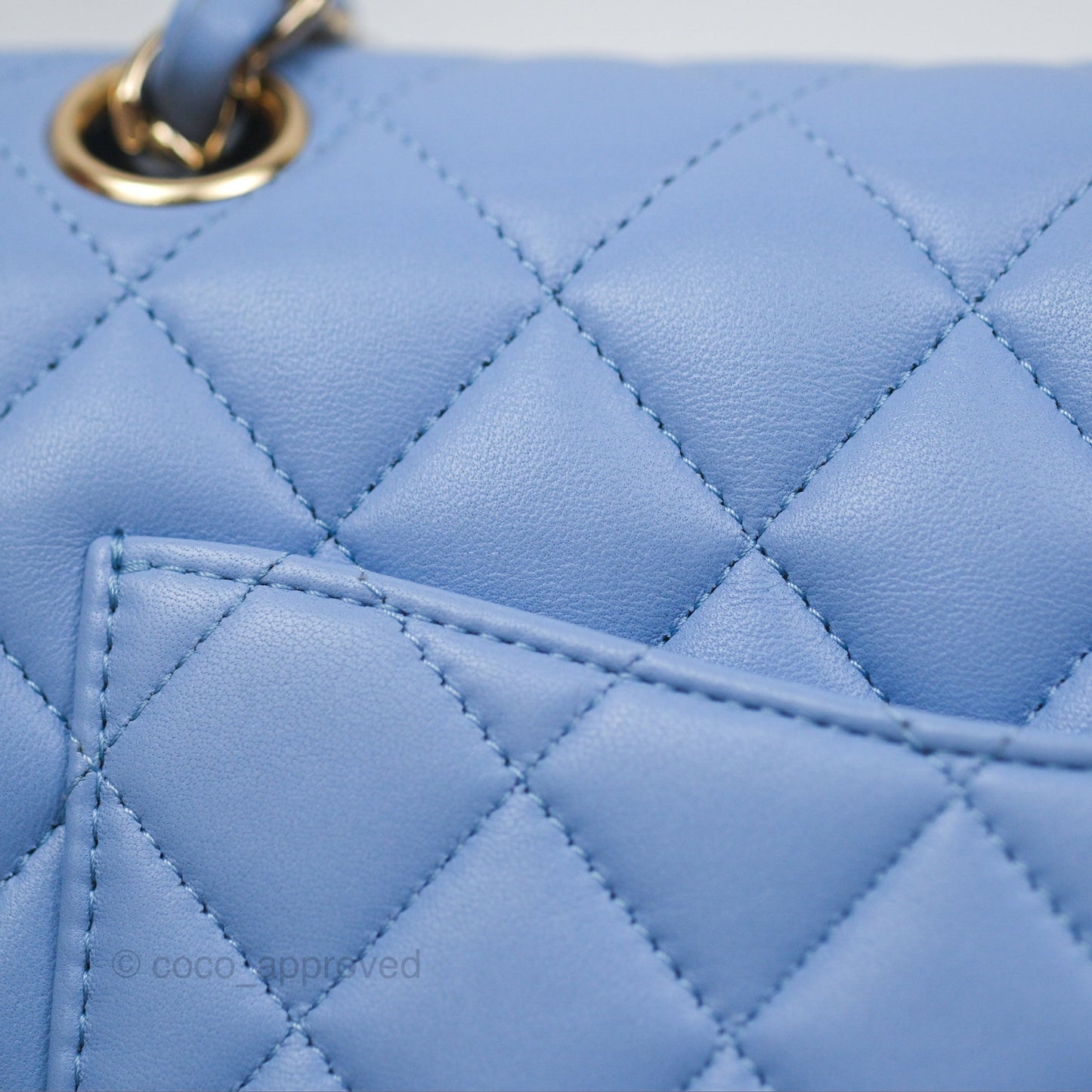 Chanel Small Classic Quilted Flap Sky Blue Lambskin Gold Hardware