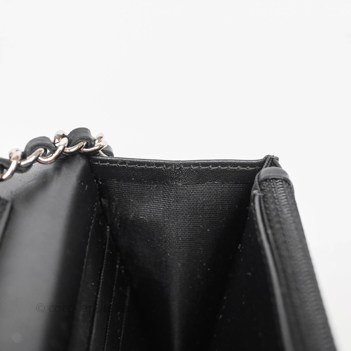 Chanel Cambon Line Wallet On Chain Black Lambskin Bag Silver Hardware