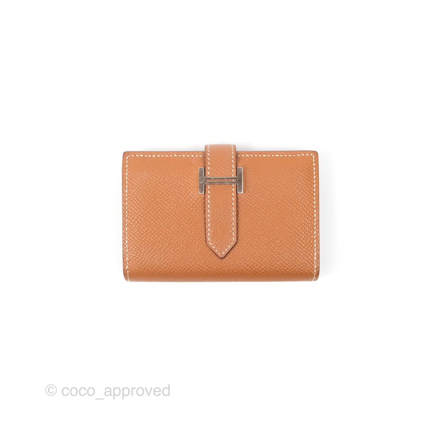 Hermes Bearn Mini Wallet Gold Epsom Palladium Hardware