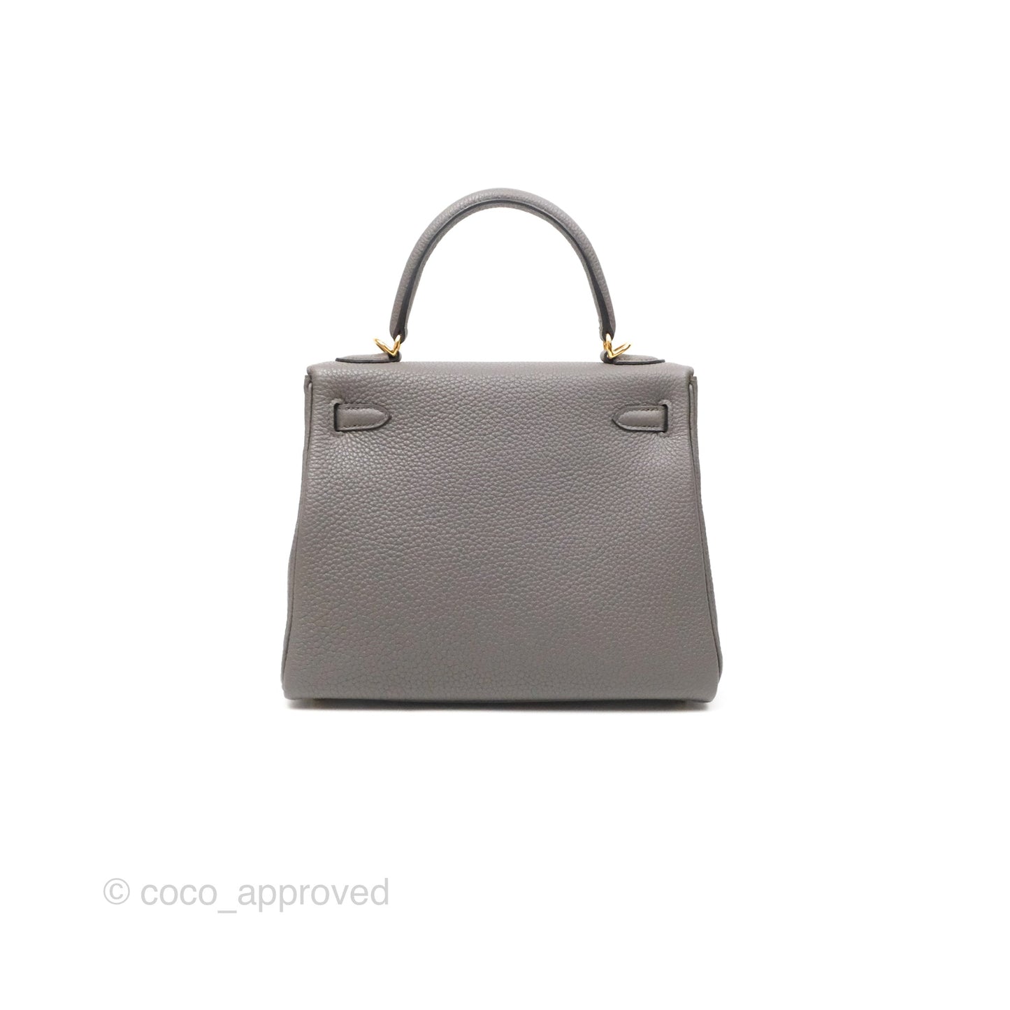 Hermès Retourne Kelly 25 Gris Etain 8F Togo Gold Hardware