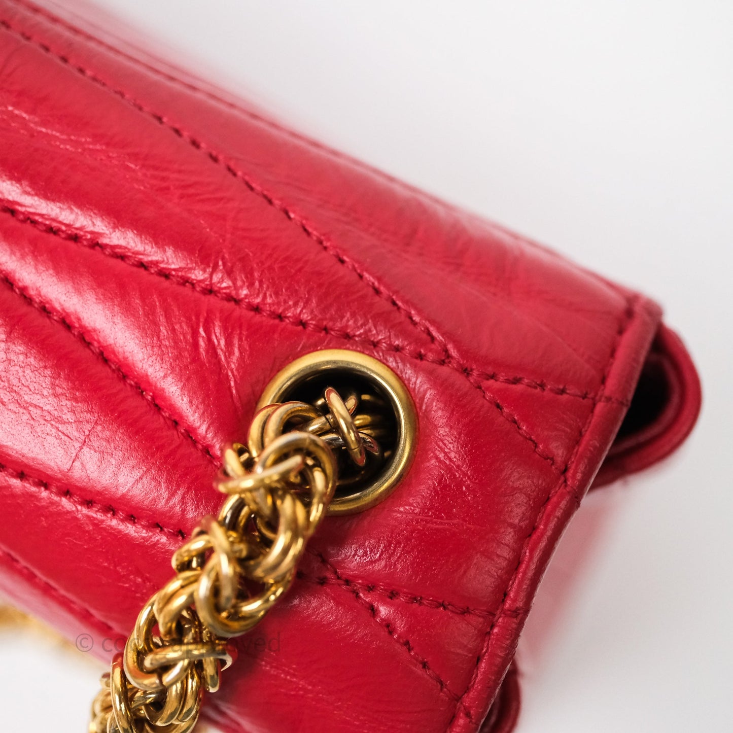 Chanel Vintage Quilted Flap Bag Red Lambskin Gold Hardware
