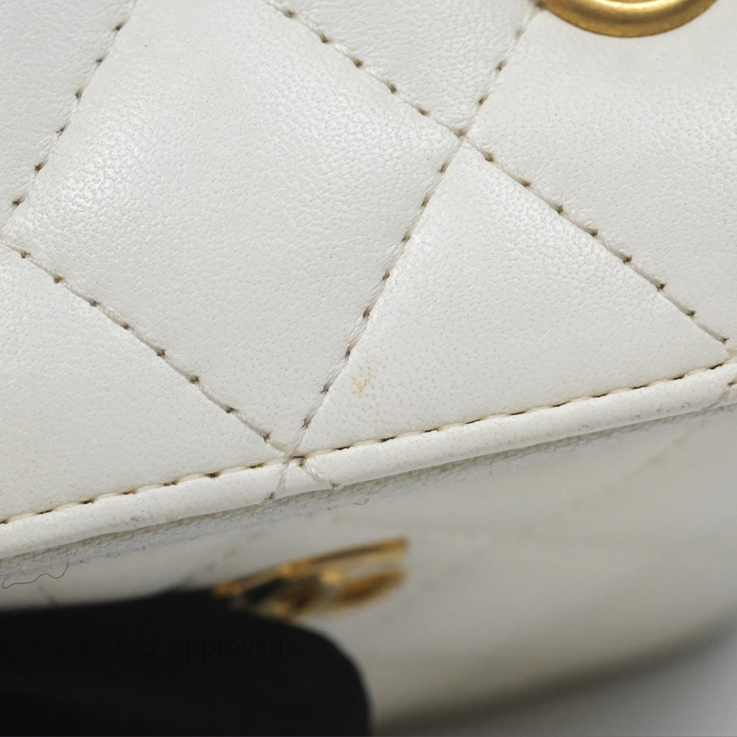 Chanel Mini Pearl Crush Vanity With Chain Ivory White Aged Gold Hardware