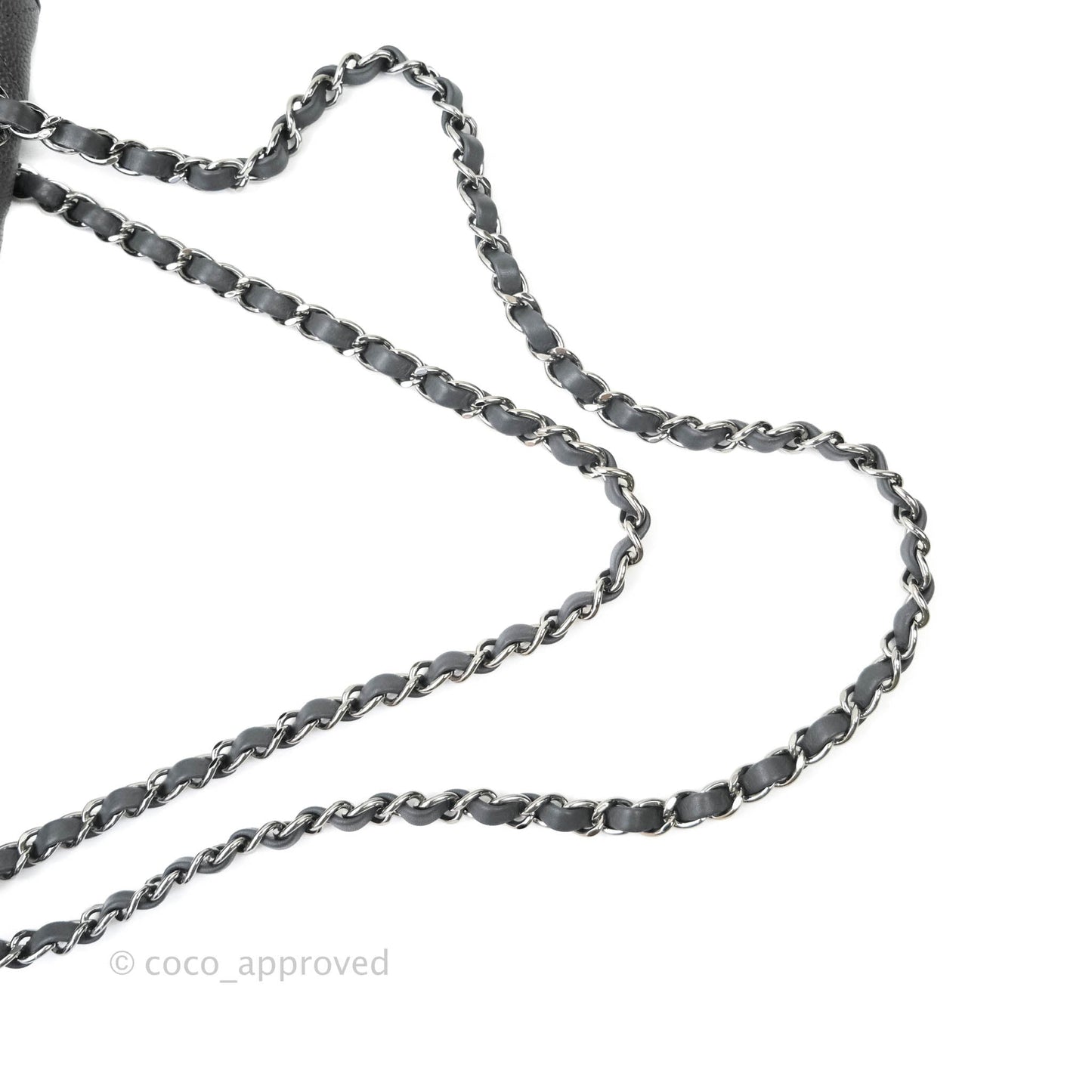 Chanel French Riviera Quilted Large Flap Bag Caviar Grey Silver Hardware