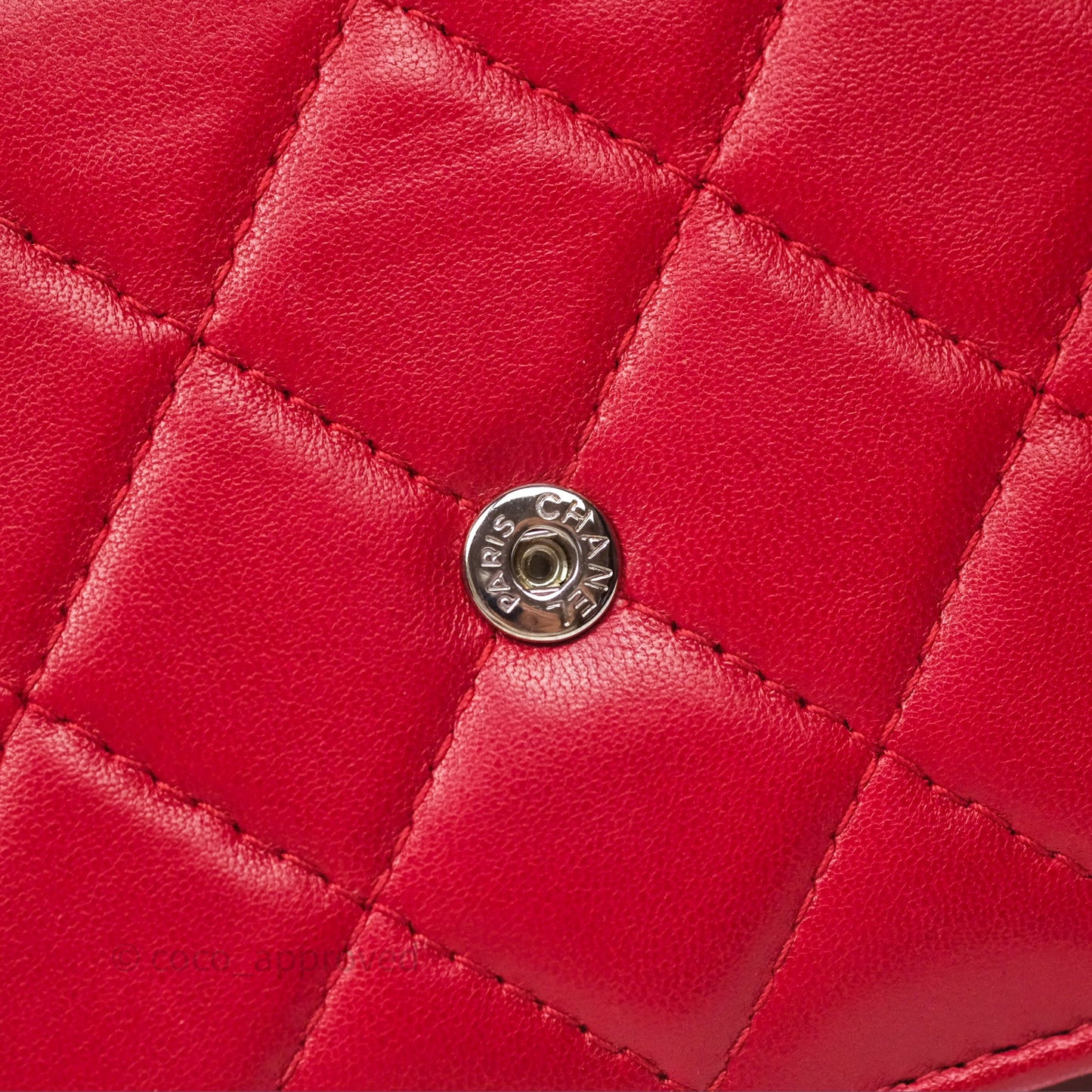 Chanel Boy Wallet on Chain WOC Red Lambskin Ruthenium Hardware