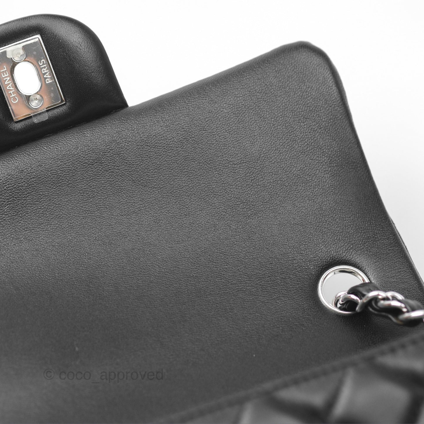 Chanel Quilted Mini Rectangular Black Lambskin Silver Hardware