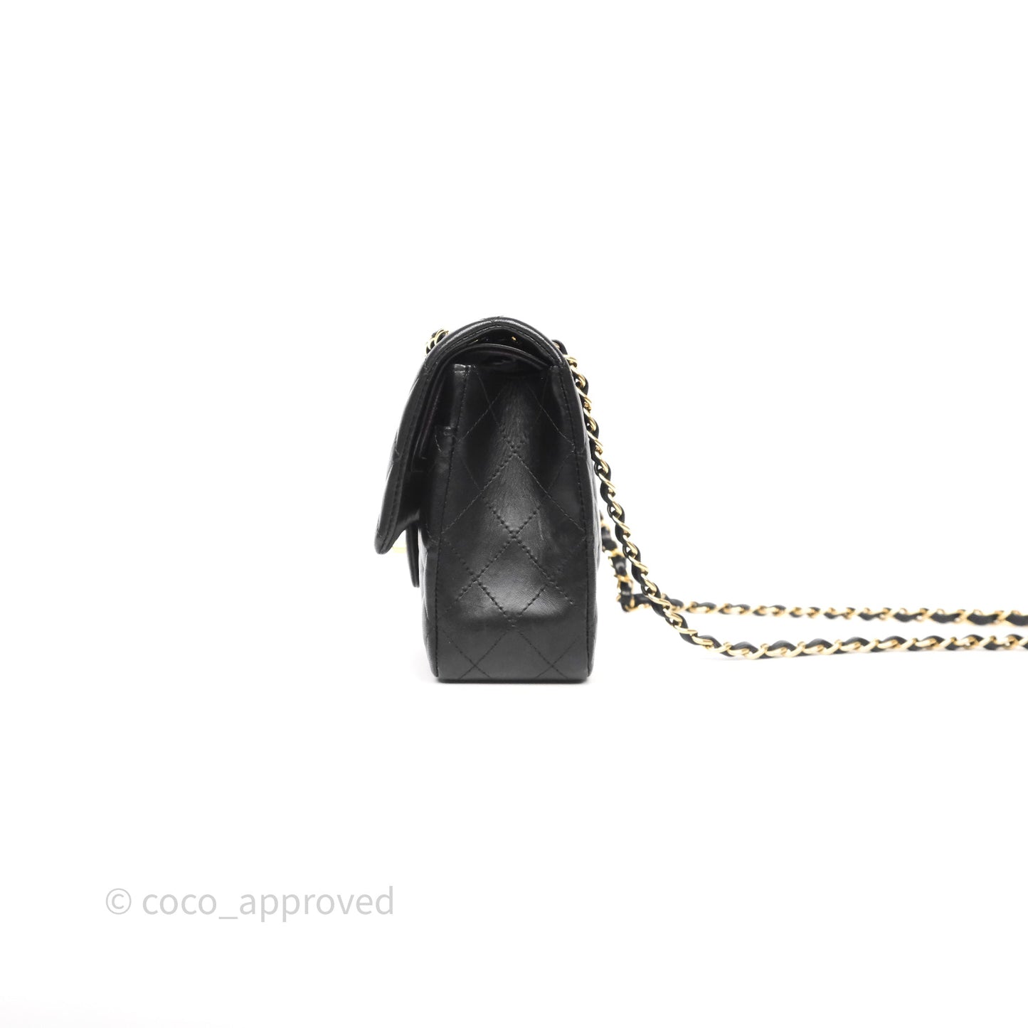 Chanel Classic M/L Medium Flap Quilted Black Lambskin Gold Hardware