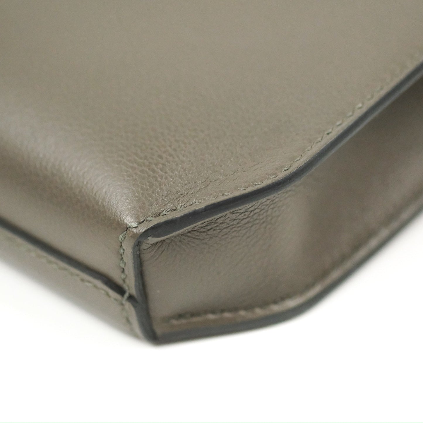 Hermès Kelly Depeches 25 Pouch Vert-De-Gris / Noir / Fauve Evercolor Evergrain & Barenia Calfskin