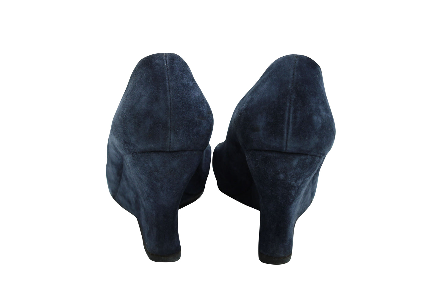 Luxury Bottega Veneta Round Toe Wedge in Navy Blue Suede