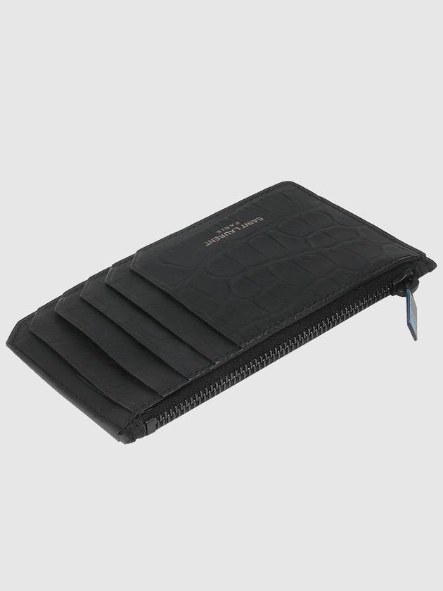 Luxury Saint Laurent Real Crocodile Leather Card Wallet Black