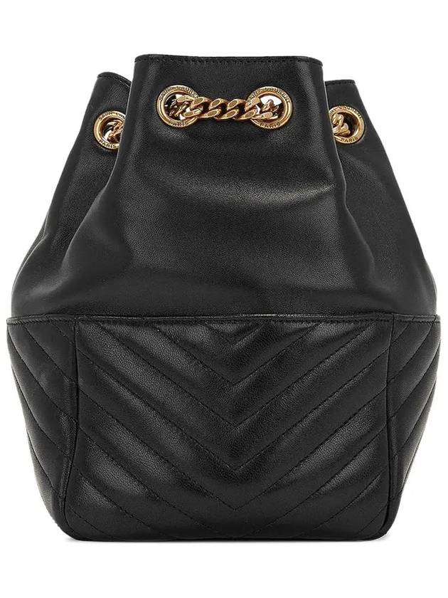 Luxury Saint Laurent Gold Drawstring Chain Bucket Shoulder Bag Black