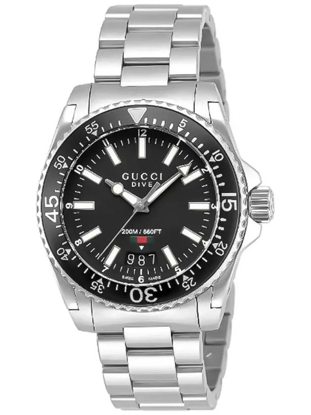 Luxury Gucci Trending 2025 Dive Black Dial Metal Watch Silver