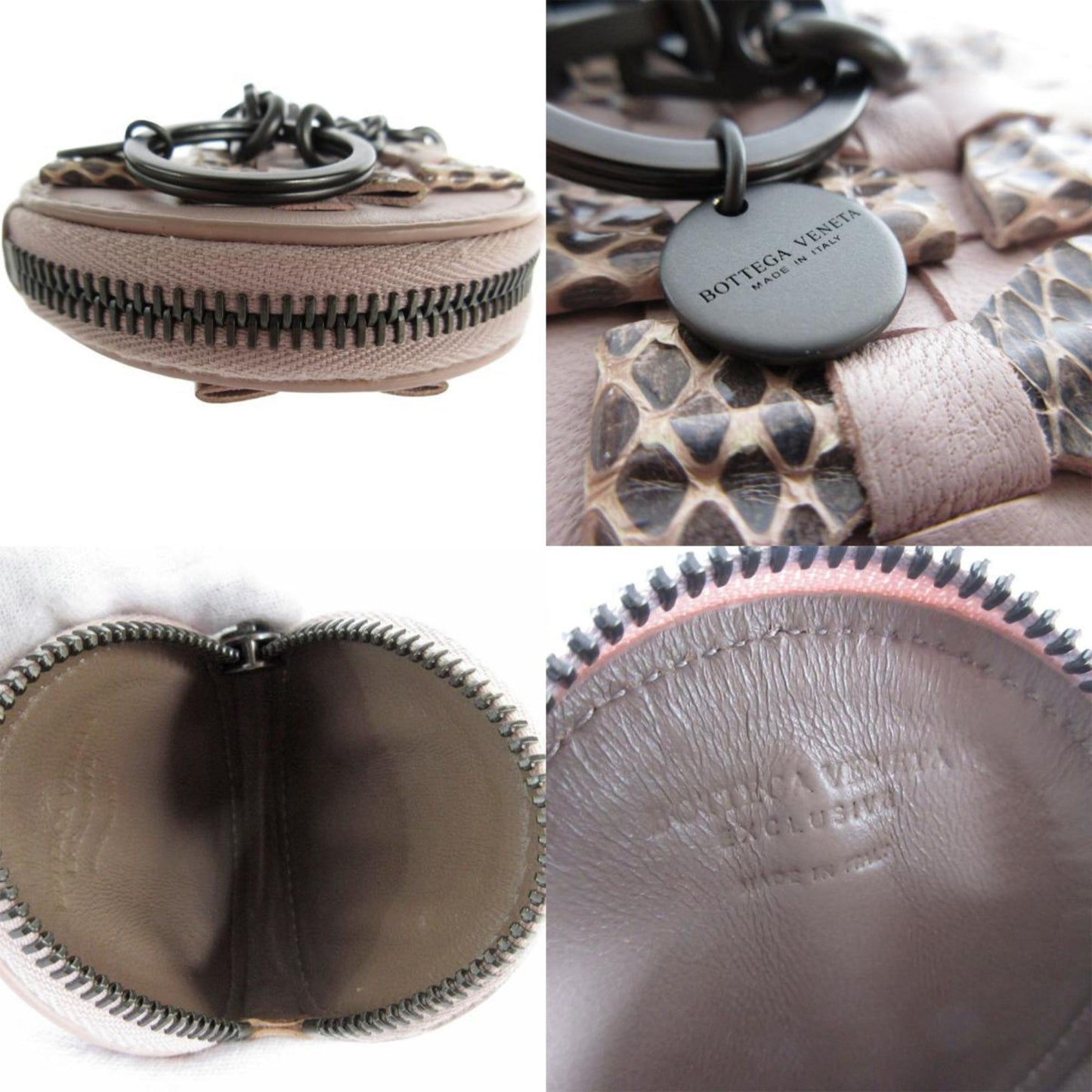 Luxury Bottega Veneta Intrecciato  Leather Metal Coin Purse/Coin Case ()