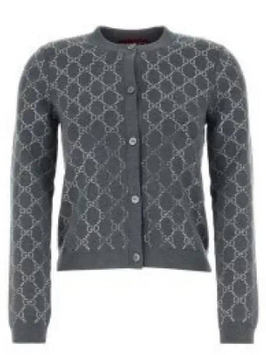 Luxury Gucci Trending 2025 GG Crystal Embroidered Wool Cardigan Gray