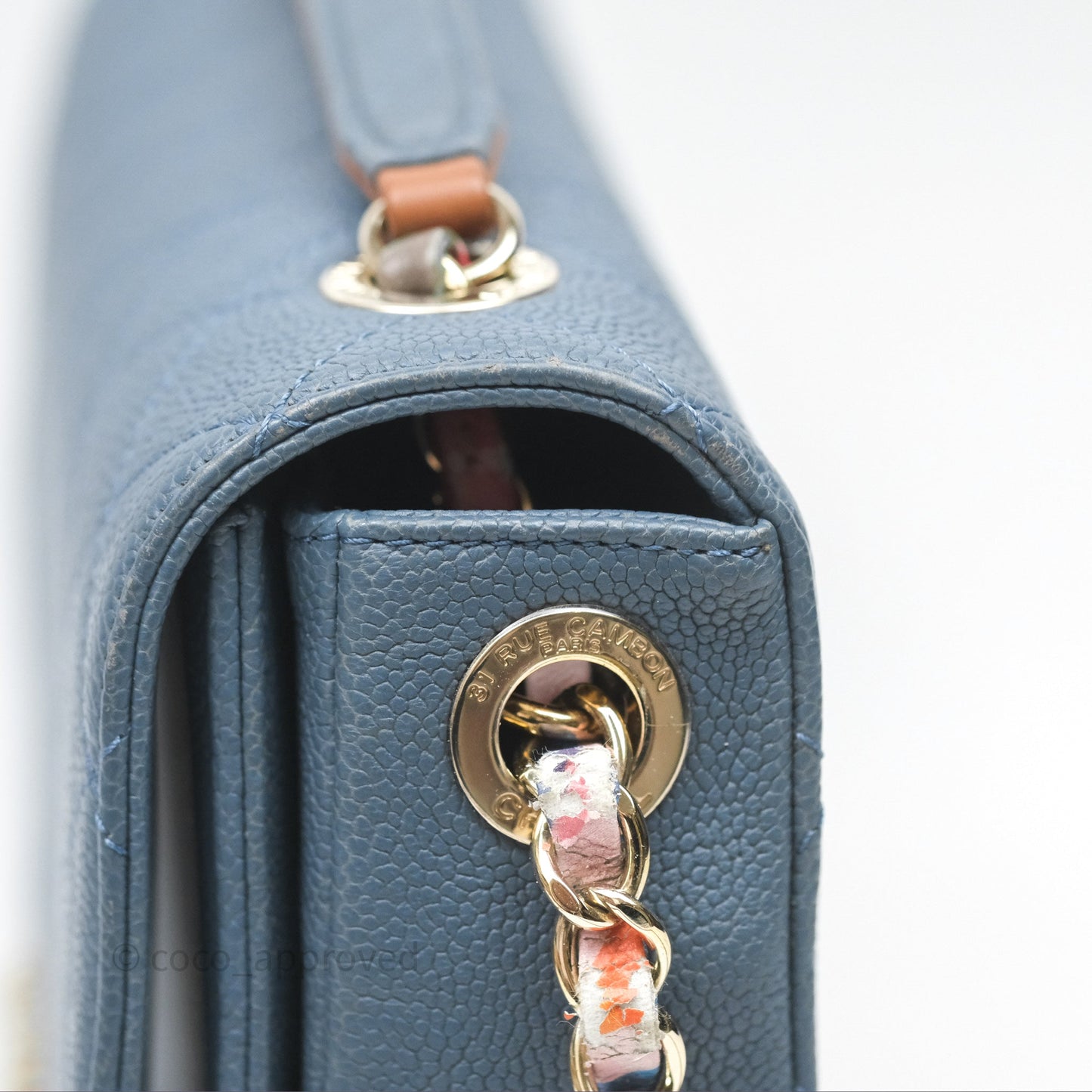 Chanel Medium Cuba Top Handle Flap Bag Blue Caviar Gold Hardware