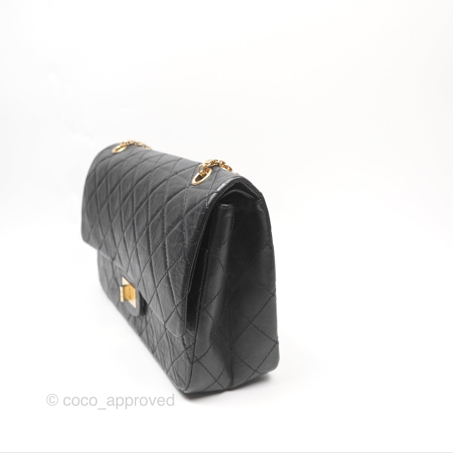Chanel Reissue 227 Quilted Aged Calfskin Black Gold Hardware