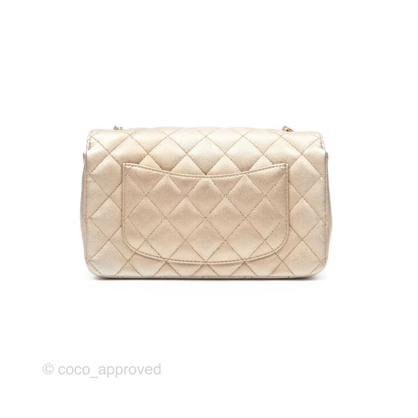Chanel Quilted Mini Rectangular Iridescent Gold Lambskin Gold Hardware