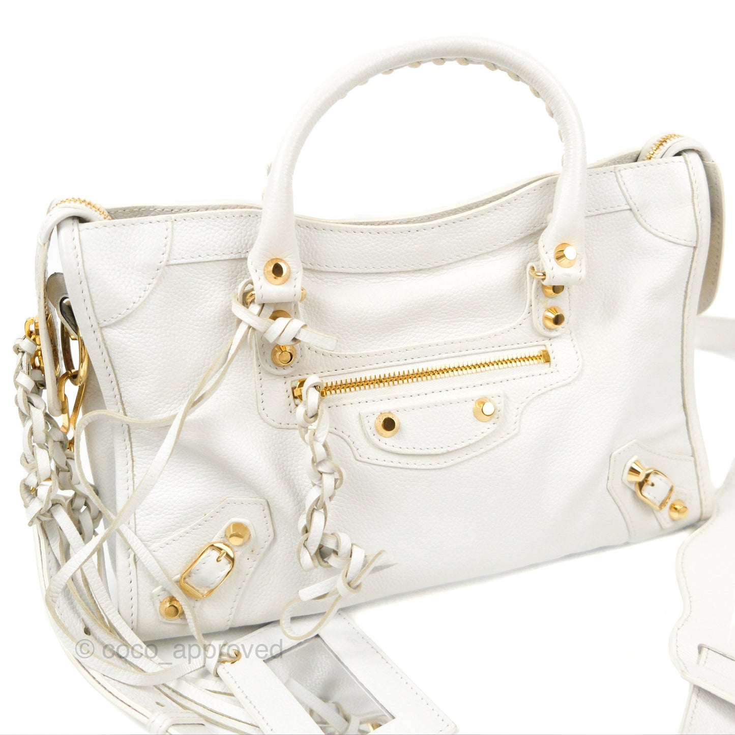 Balenciaga Classic Small City Bag White Aged Calfskin Gold Hardware