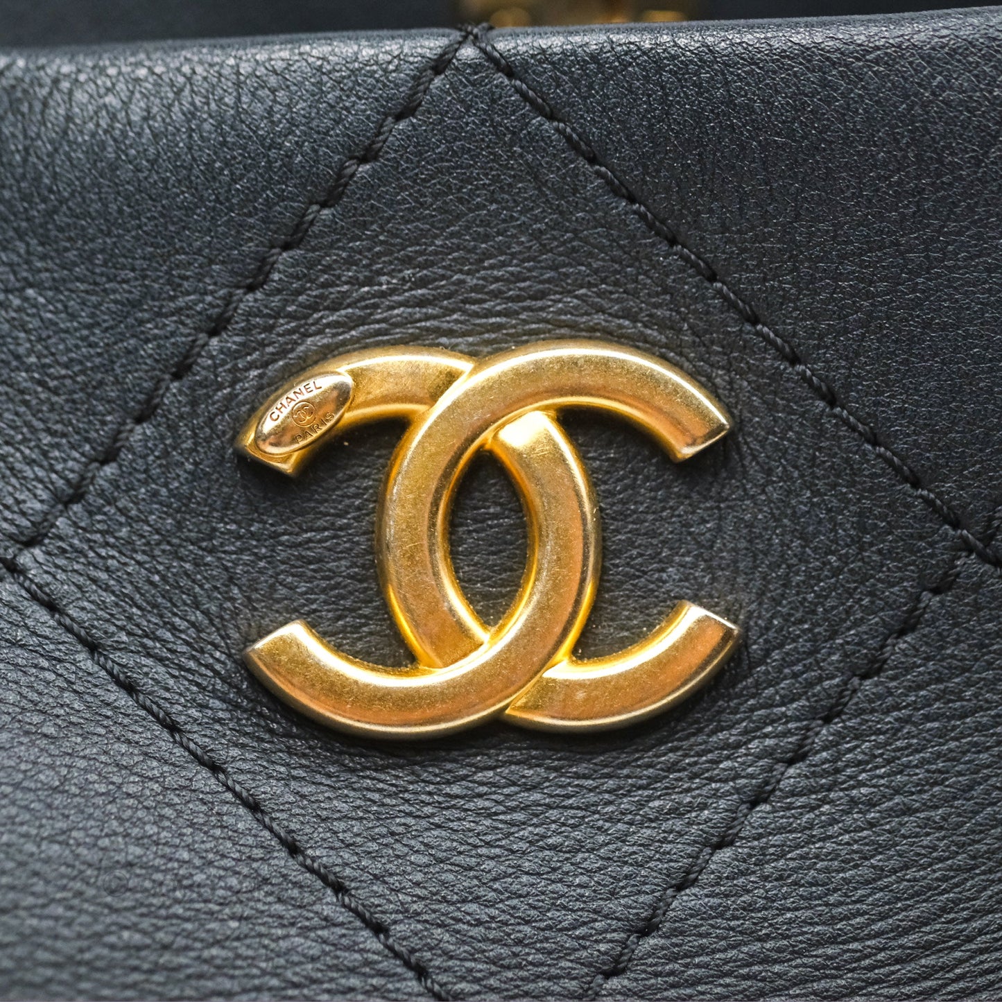 Chanel Large Hobo Tote Lambskin Black Aged Gold Hardware