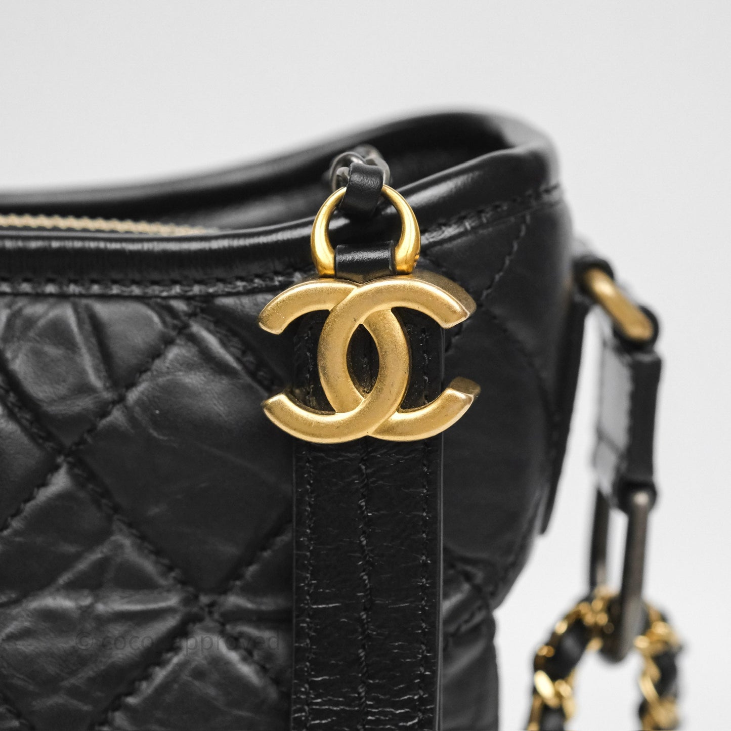 Chanel New Medium Gabrielle Hobo Quilted Black Aged Calfskin