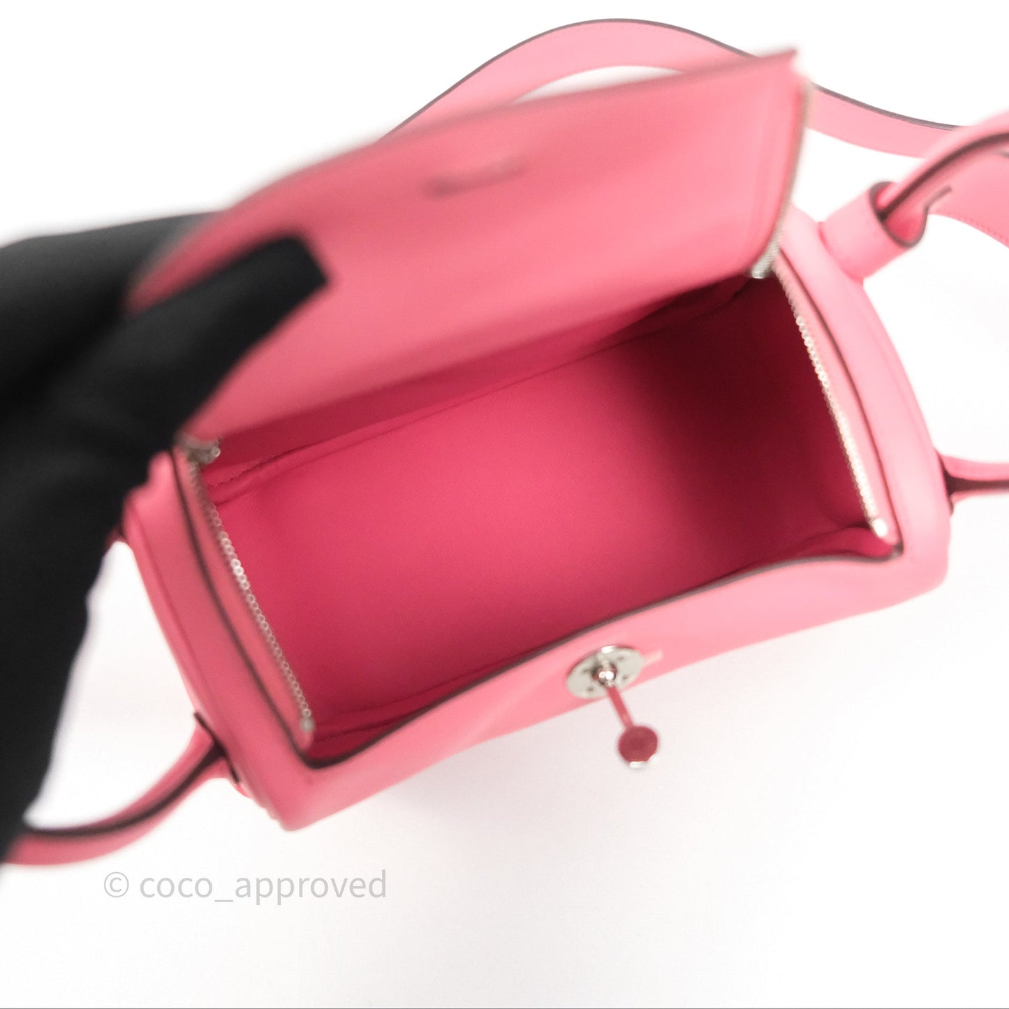 Hermès Mini Lindy 20 Rose Ete K4 Swift Palladium Hardware