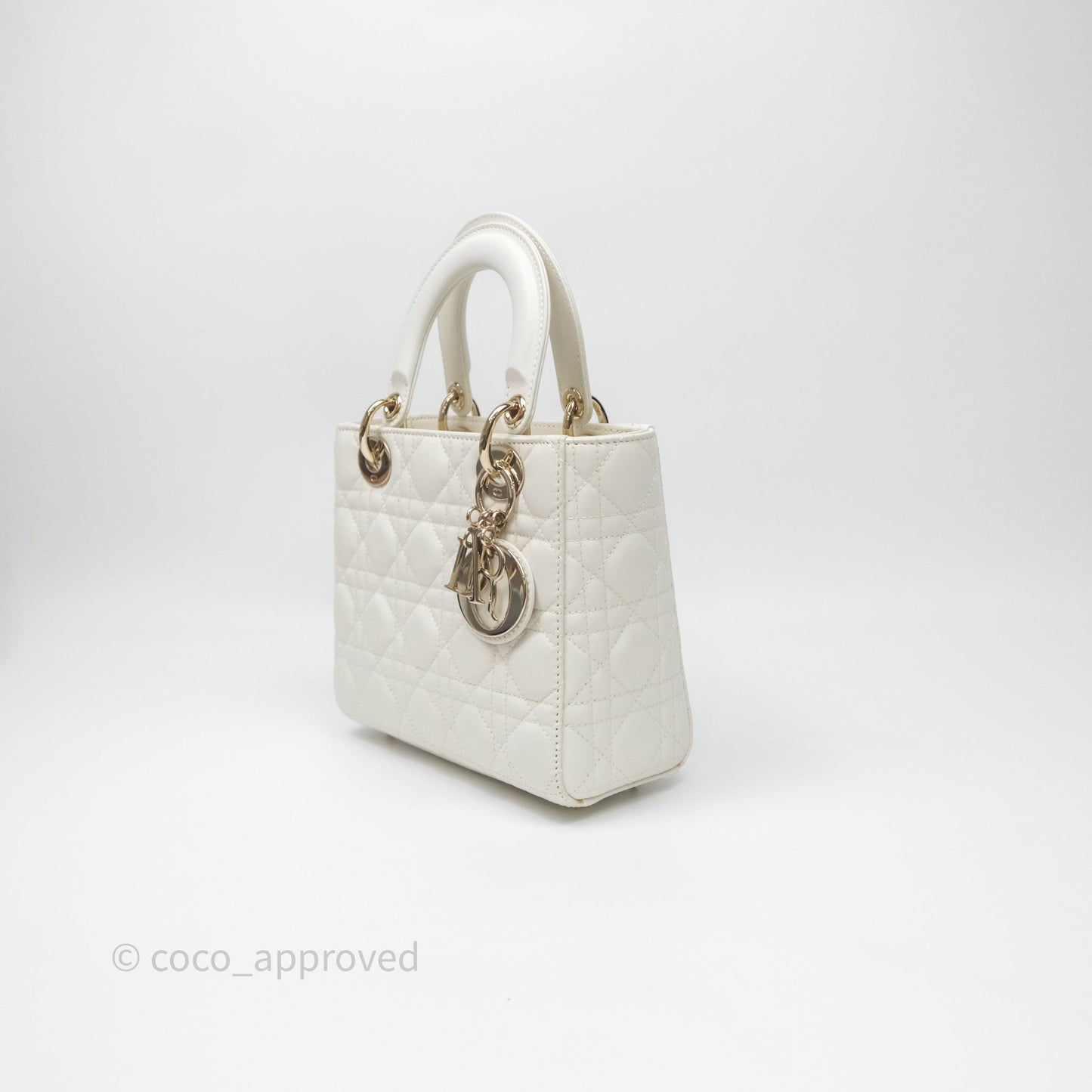 Christian Dior Small My ABCDior Lady Dior Bag White Cannage Lambskin Gold Hardware