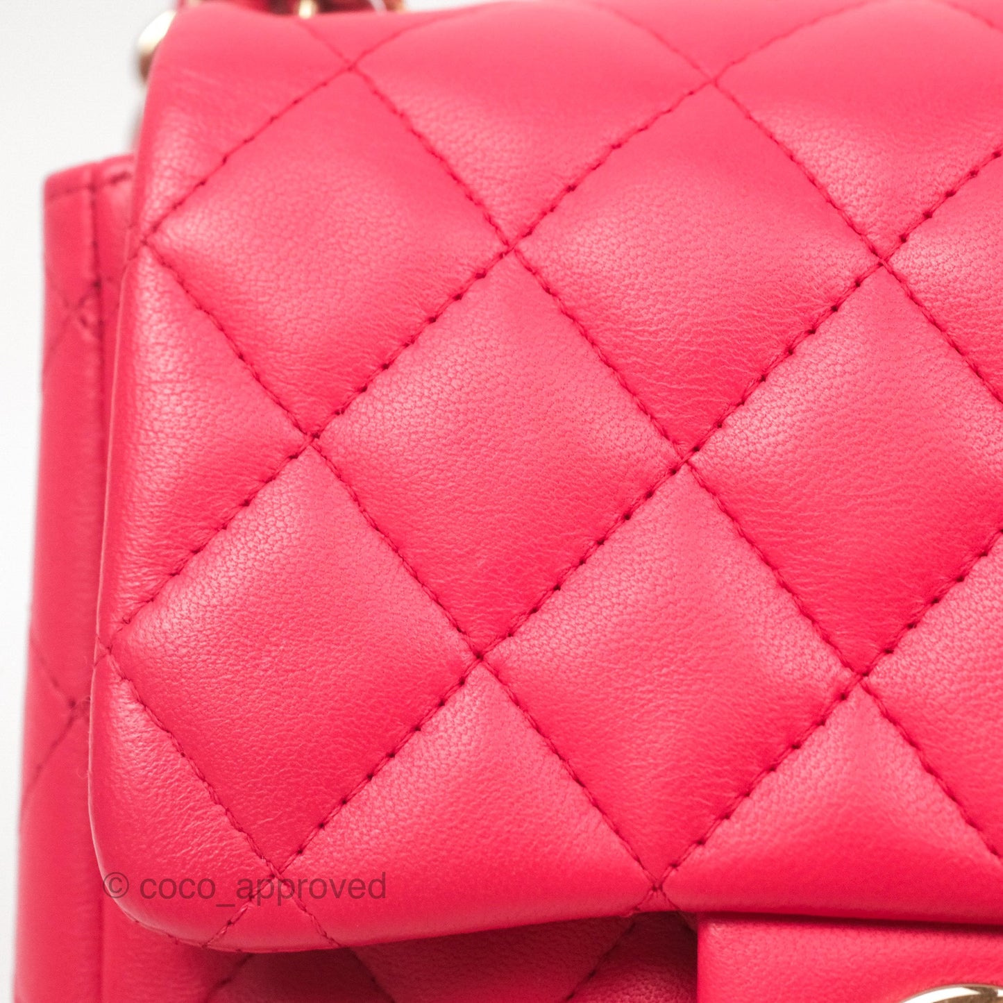 Chanel Mini Square Quilted Red Lambskin Gold Hardware