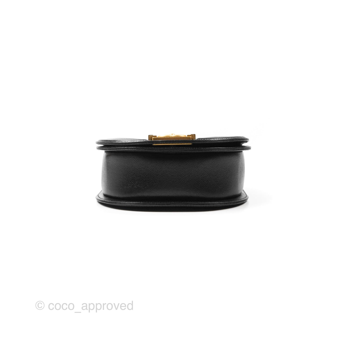 Chanel Boy Messenger Bag Black Caviar Aged Gold Hardware