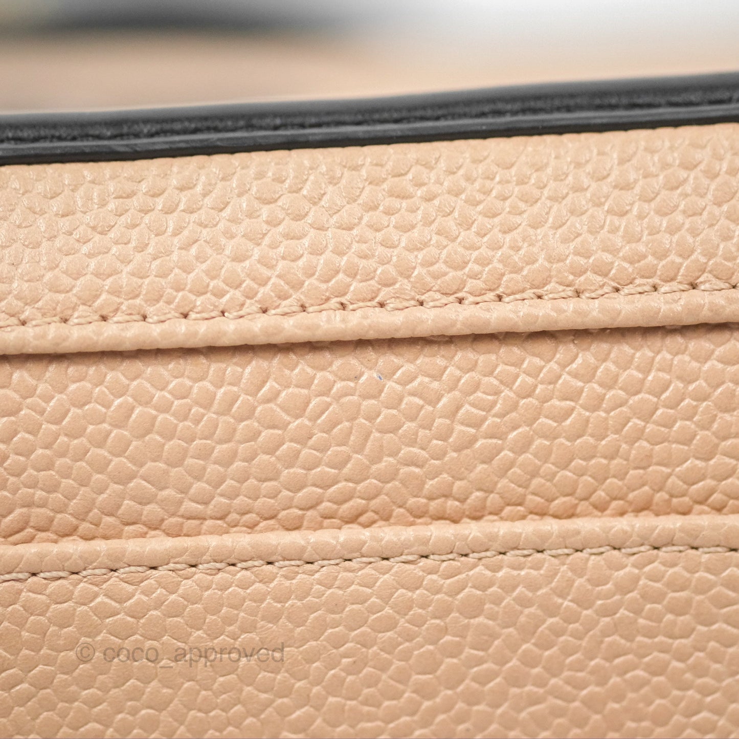Chanel Quilted Medium CC Filigree Vanity Case Beige Black Caviar Gold Hardware