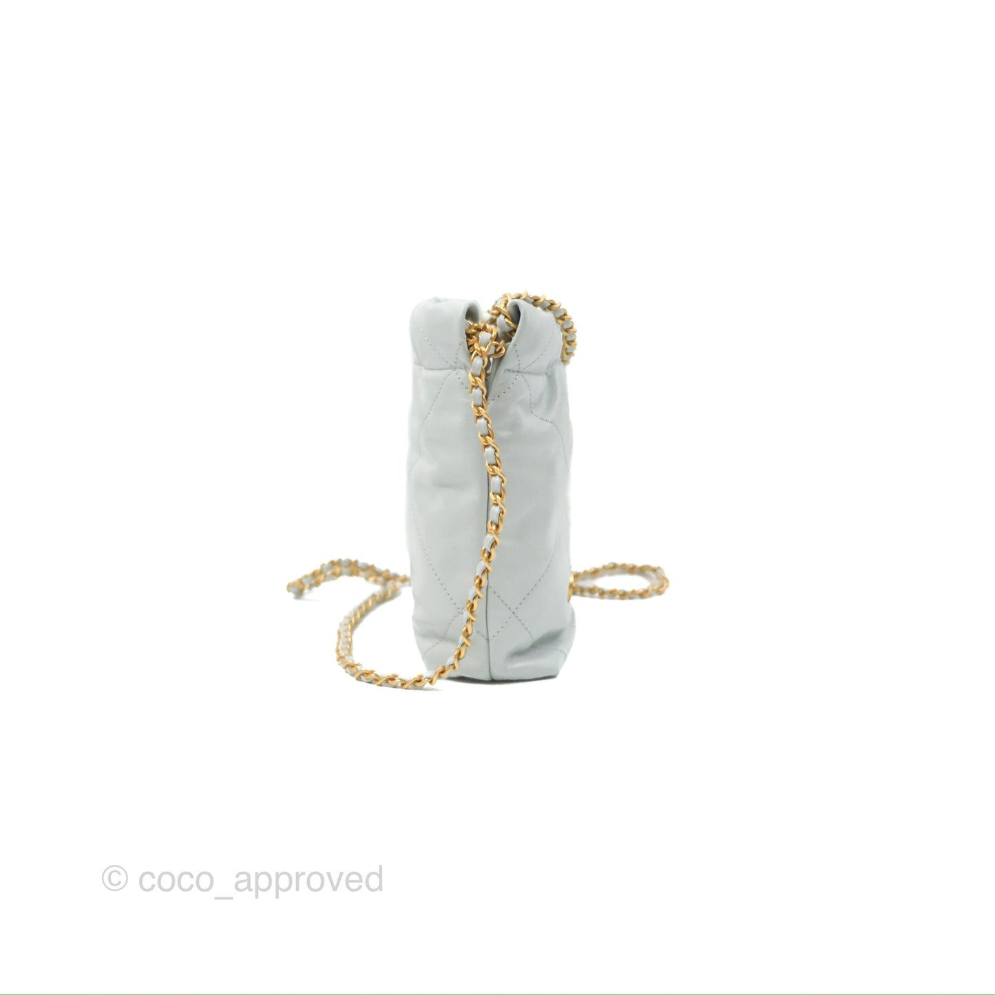 Chanel 22 Mini Bag Light Blue Grey Shiny Calfskin