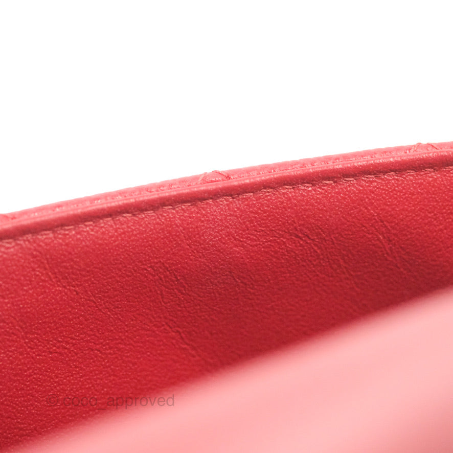 Chanel Quilted Mini Rectangular Flap Red Caviar Silver Hardware