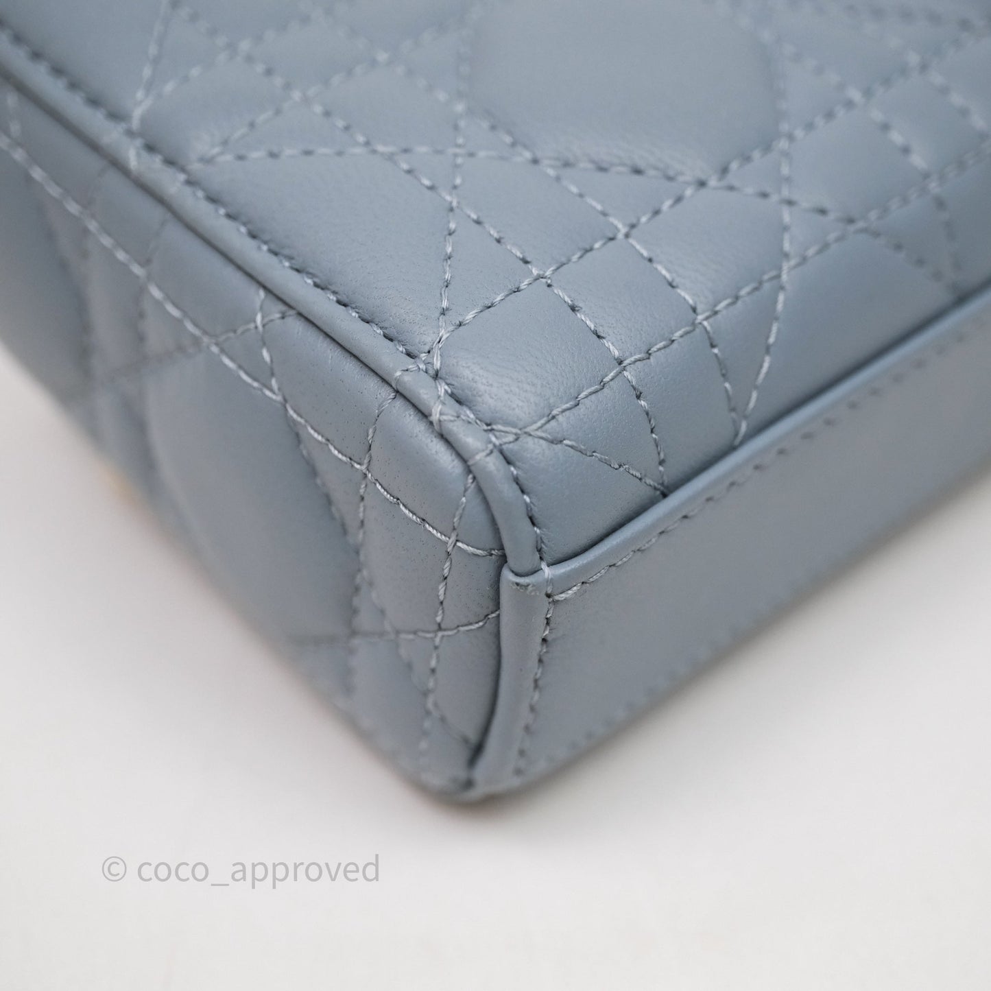 Christian Dior Micro Lady D-Joy Bag Blue Cannage Lambskin Light Gold Hardware