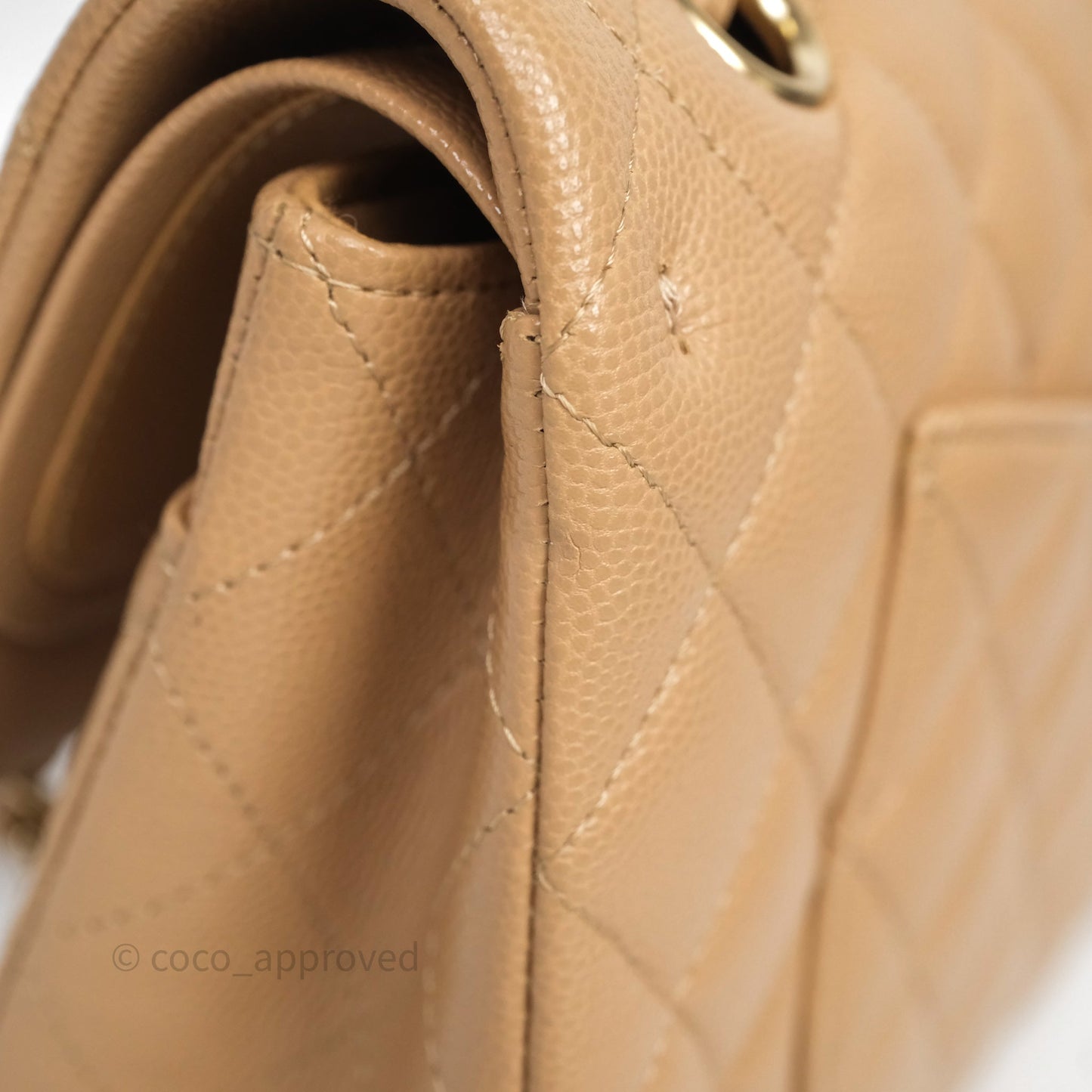 Chanel Classic M/L Medium Flap Quilted Dark Beige Caviar Gold Hardware