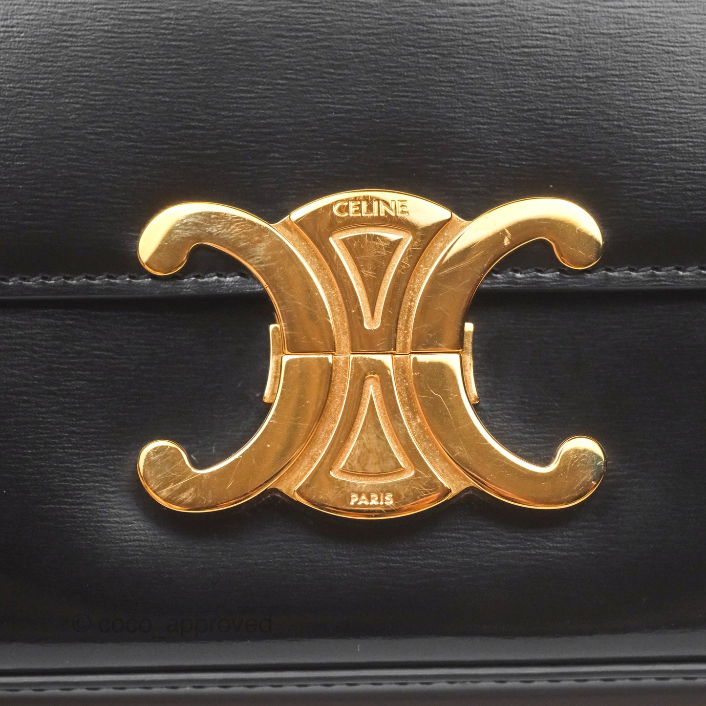 Celine Triomphe Shoulder Bag Black Calfskin