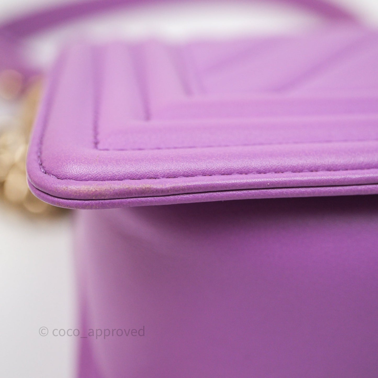 Chanel Chevron Small Boy Purple Calfskin Gold Hardware