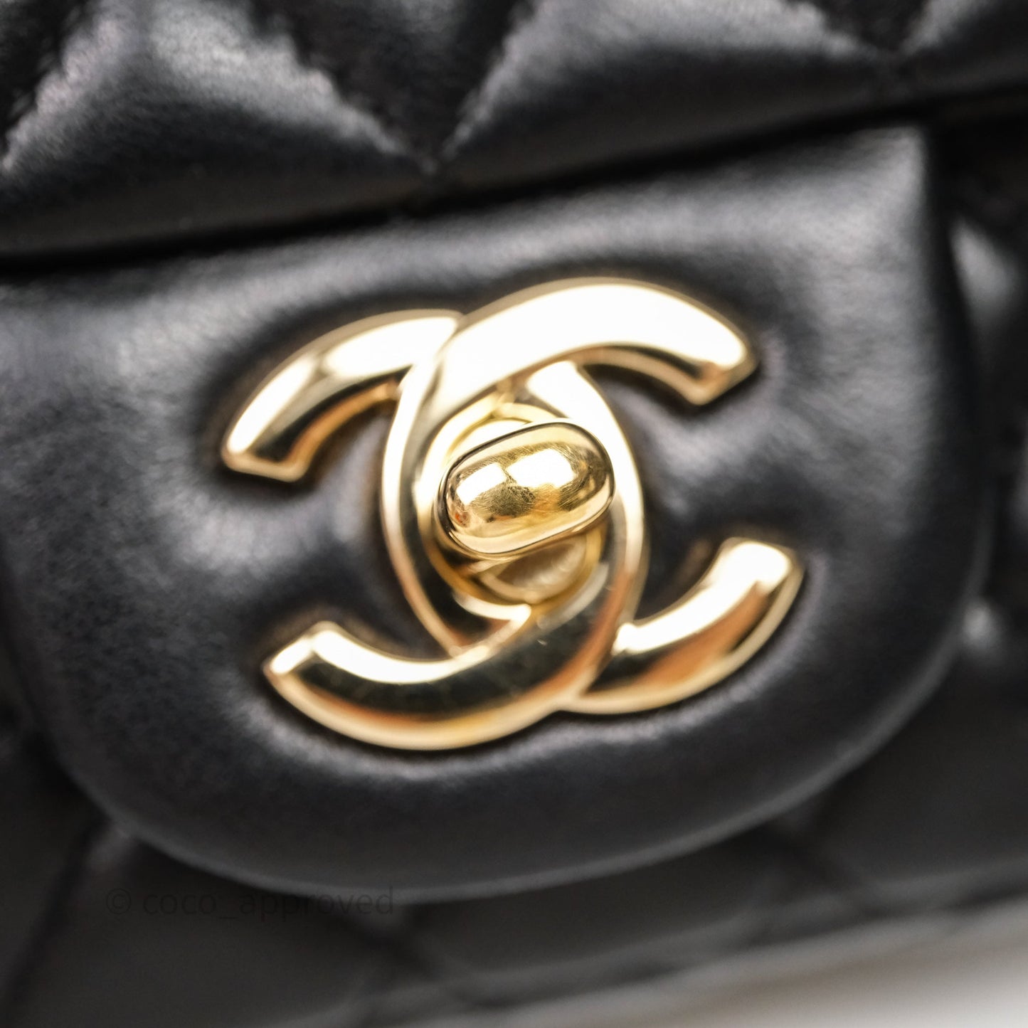 Chanel Quilted East West With Charm Flap Bag Lambskin Black Gold Hardware