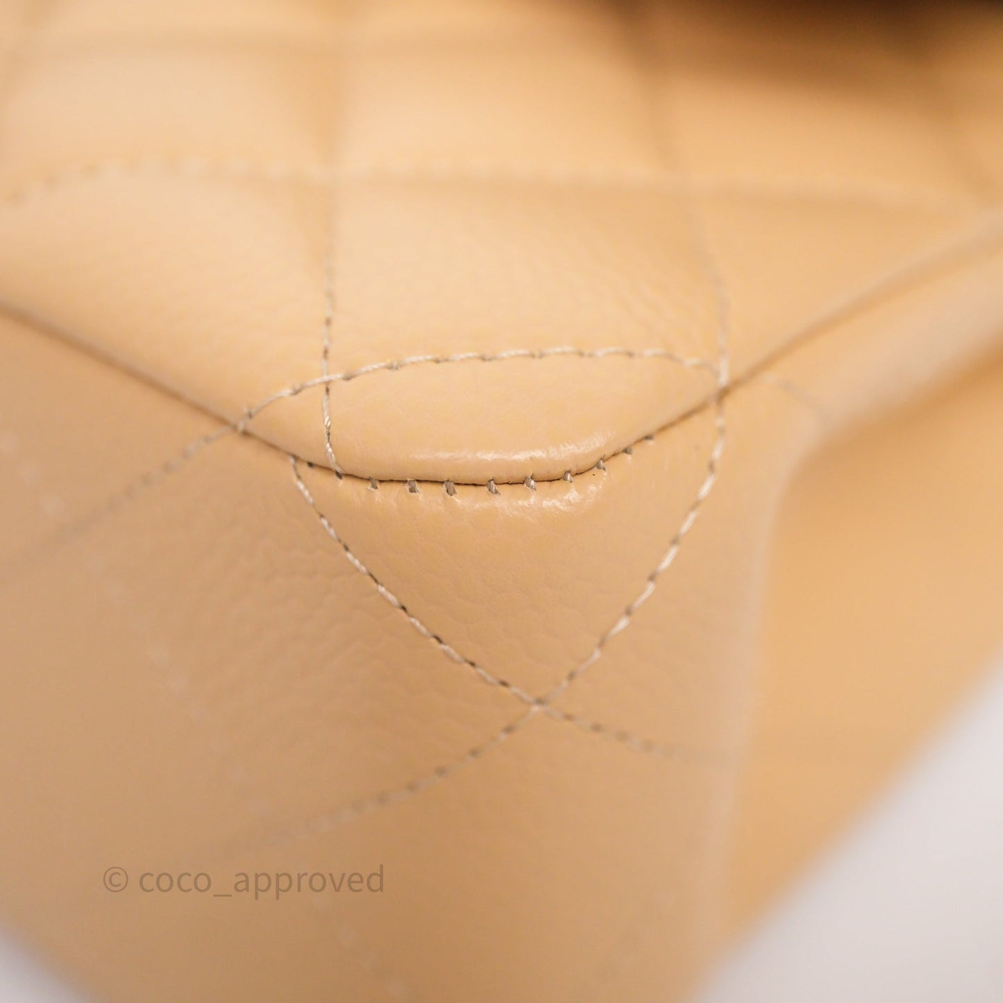 Chanel Classic M/L Medium Flap Quilted Beige Caviar Gold Hardware