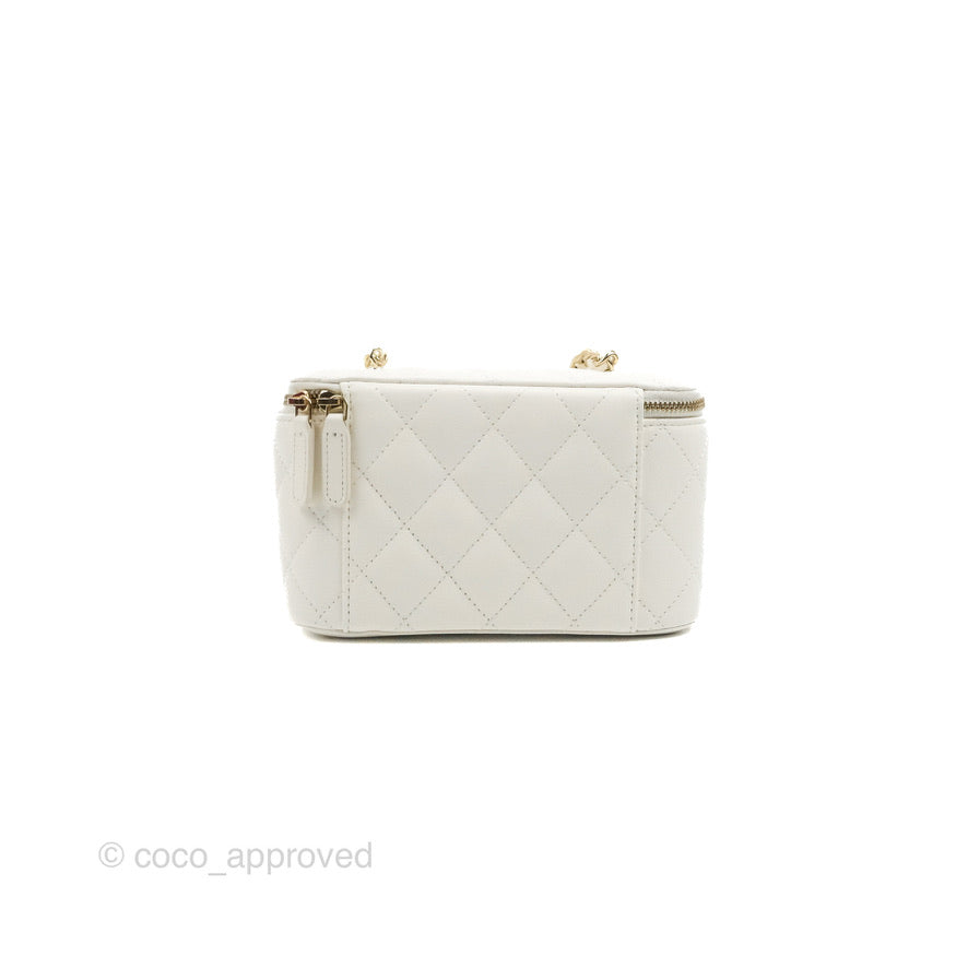 Chanel Ball Crush Vanity with Chain White Lambskin Gold Hardware