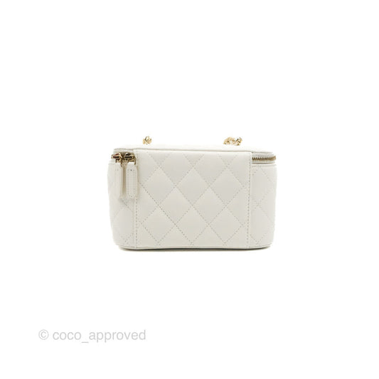 Chanel Ball Crush Vanity with Chain White Lambskin Gold Hardware