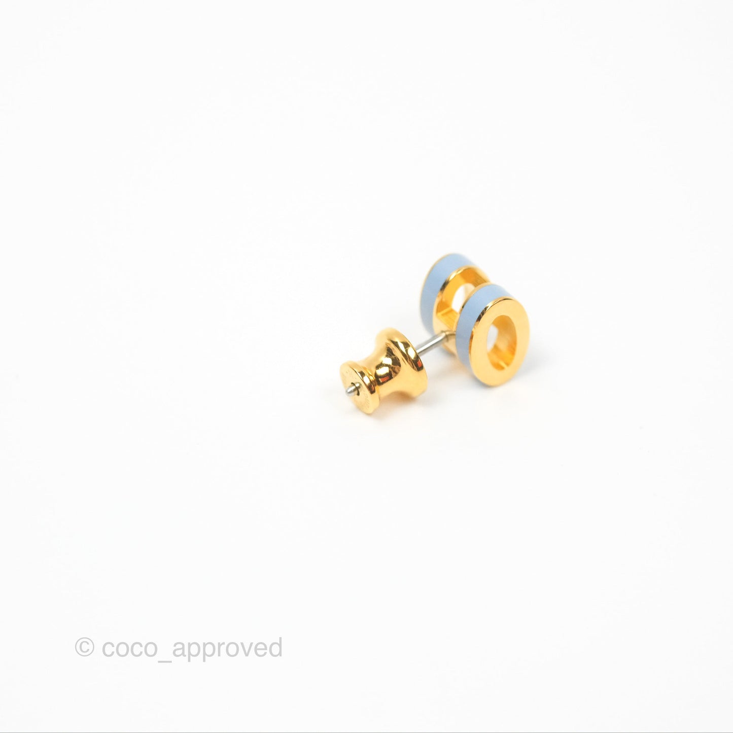 Hermès Mini Pop H Earrings Bleu Lin Gold Hardware
